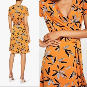 Mango orange bow wrap dress